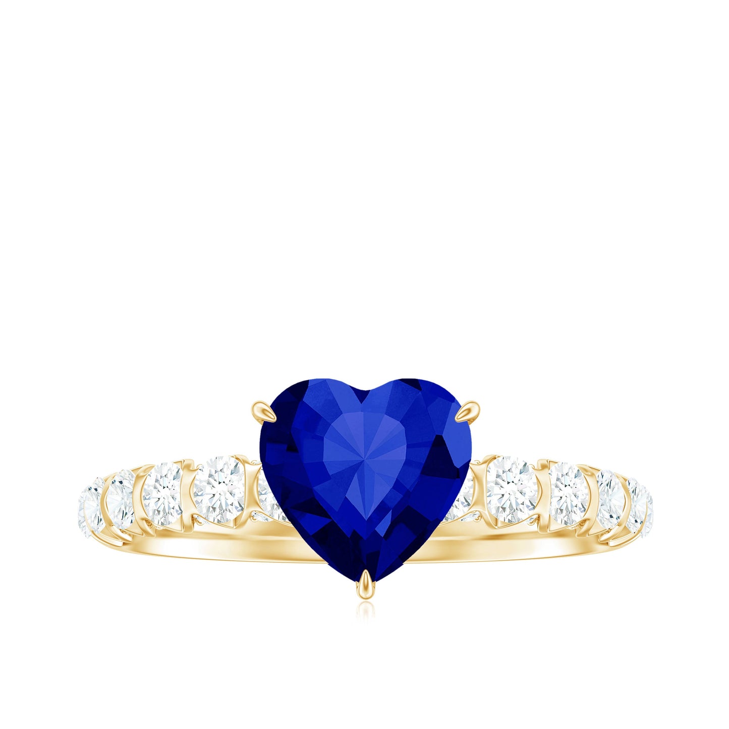 Certified 1 Carat Lab Created Blue Sapphire Heart Engagement Ring with Diamond