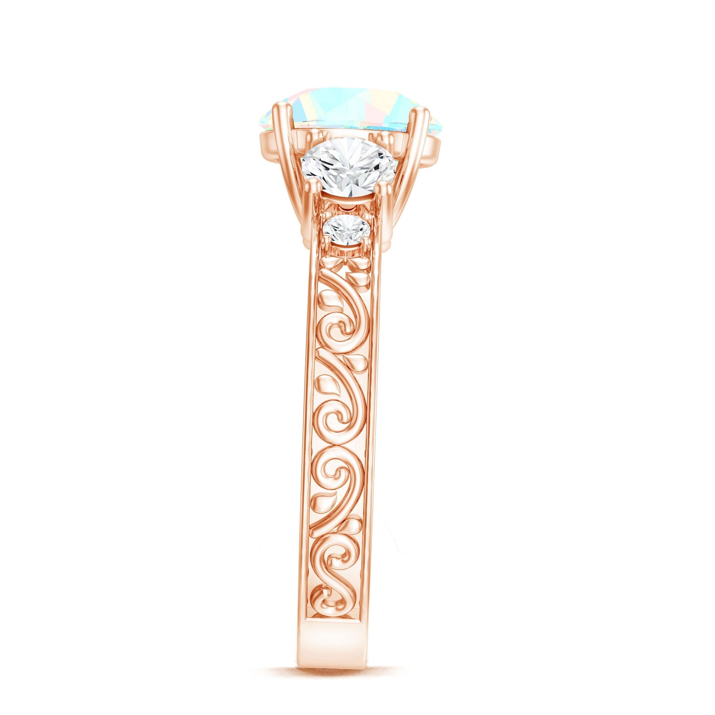 Certified Real Ethiopian Opal 3 Stone Engagement Ring With Certificate