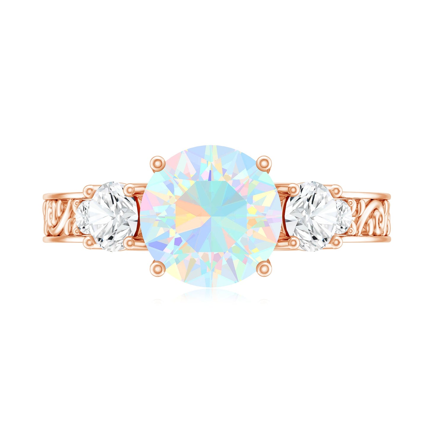 Certified Real Ethiopian Opal 3 Stone Engagement Ring With Certificate