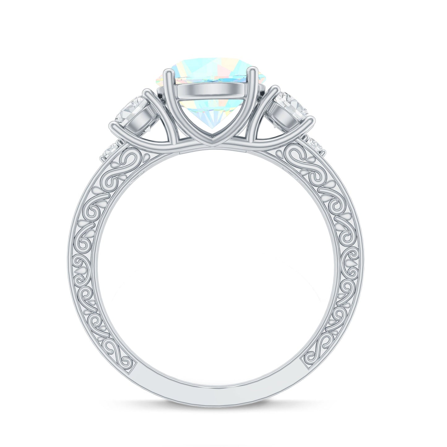 Certified Real Ethiopian Opal 3 Stone Engagement Ring With Certificate