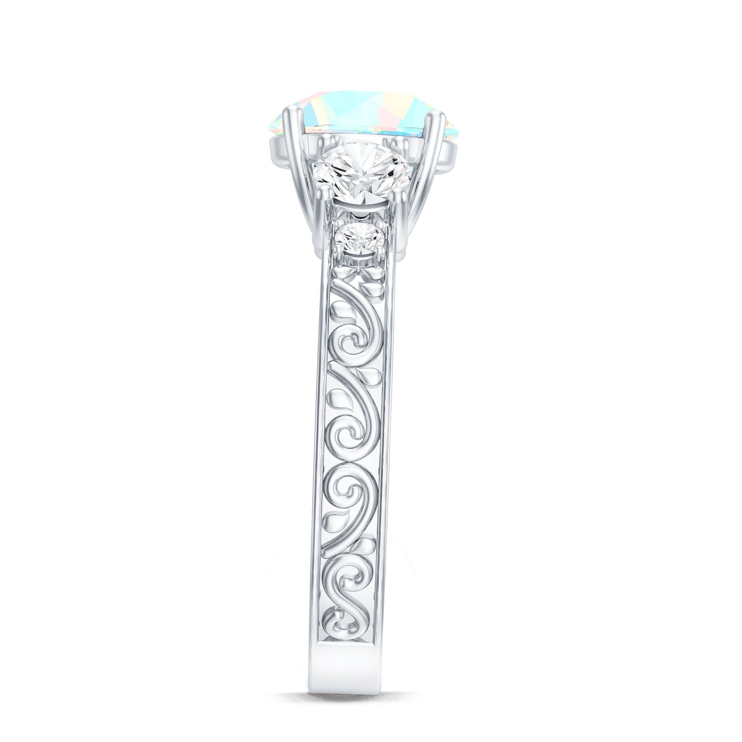 Certified Real Ethiopian Opal 3 Stone Engagement Ring With Certificate