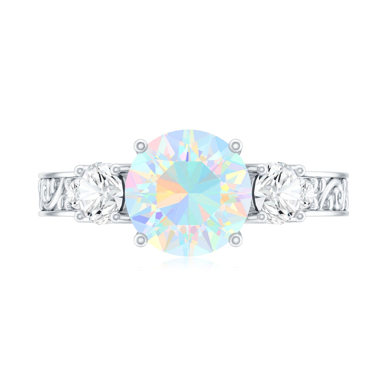 Certified Real Ethiopian Opal 3 Stone Engagement Ring With Certificate