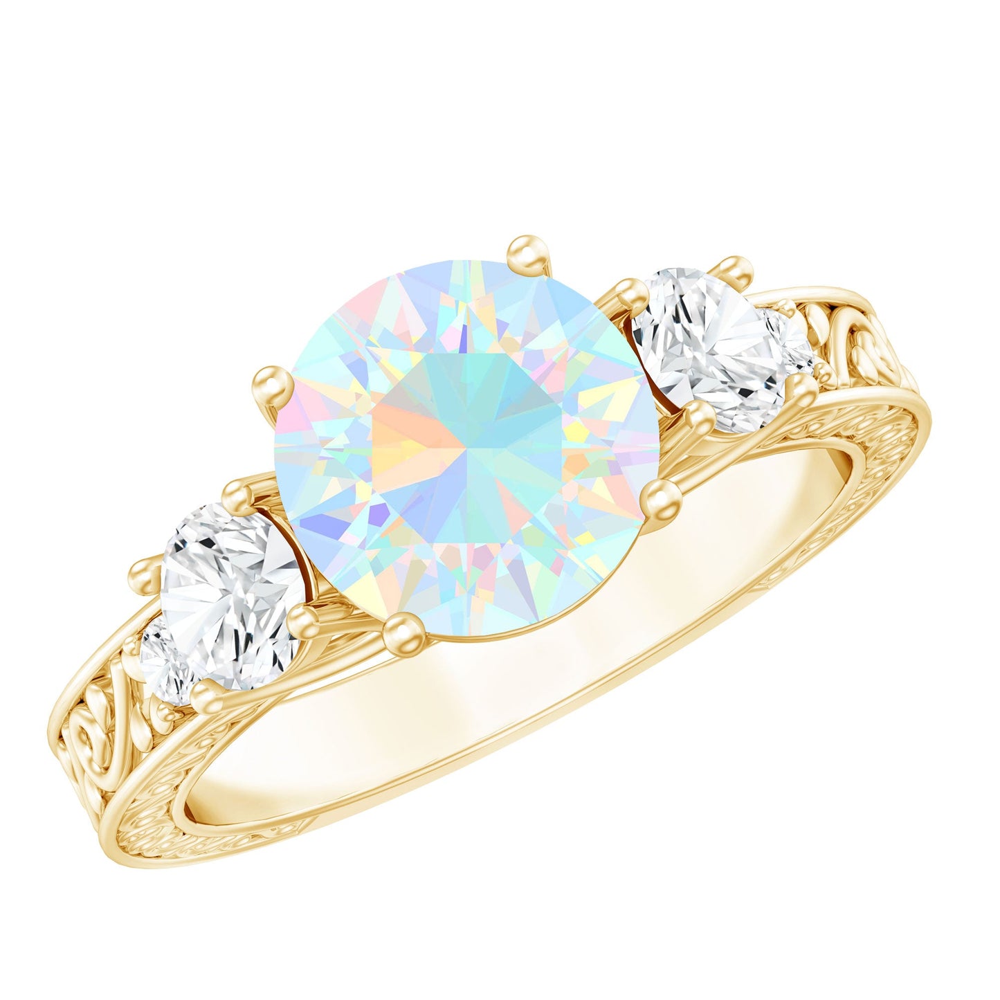 Certified Real Ethiopian Opal 3 Stone Engagement Ring With Certificate
