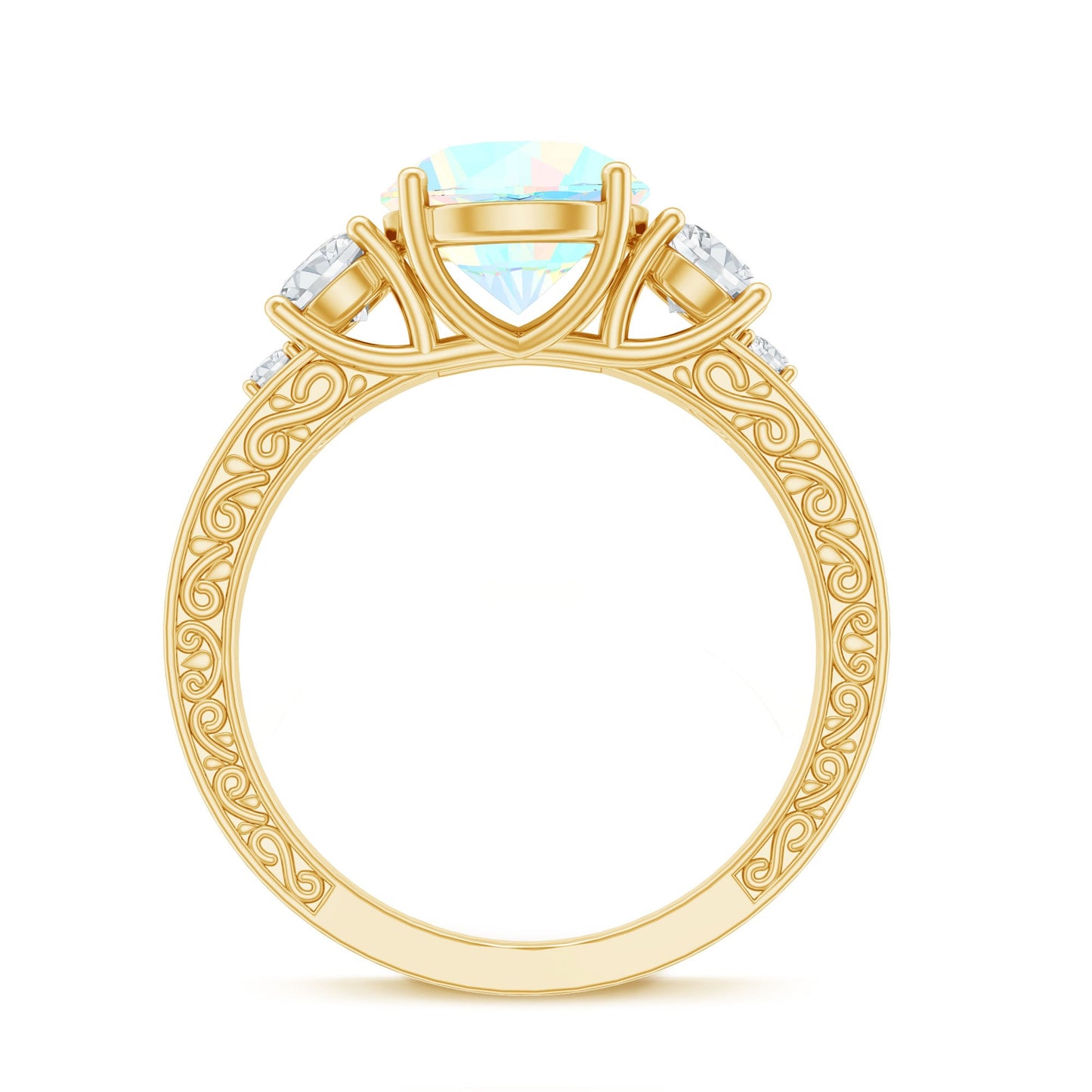 Certified Real Ethiopian Opal 3 Stone Engagement Ring With Certificate
