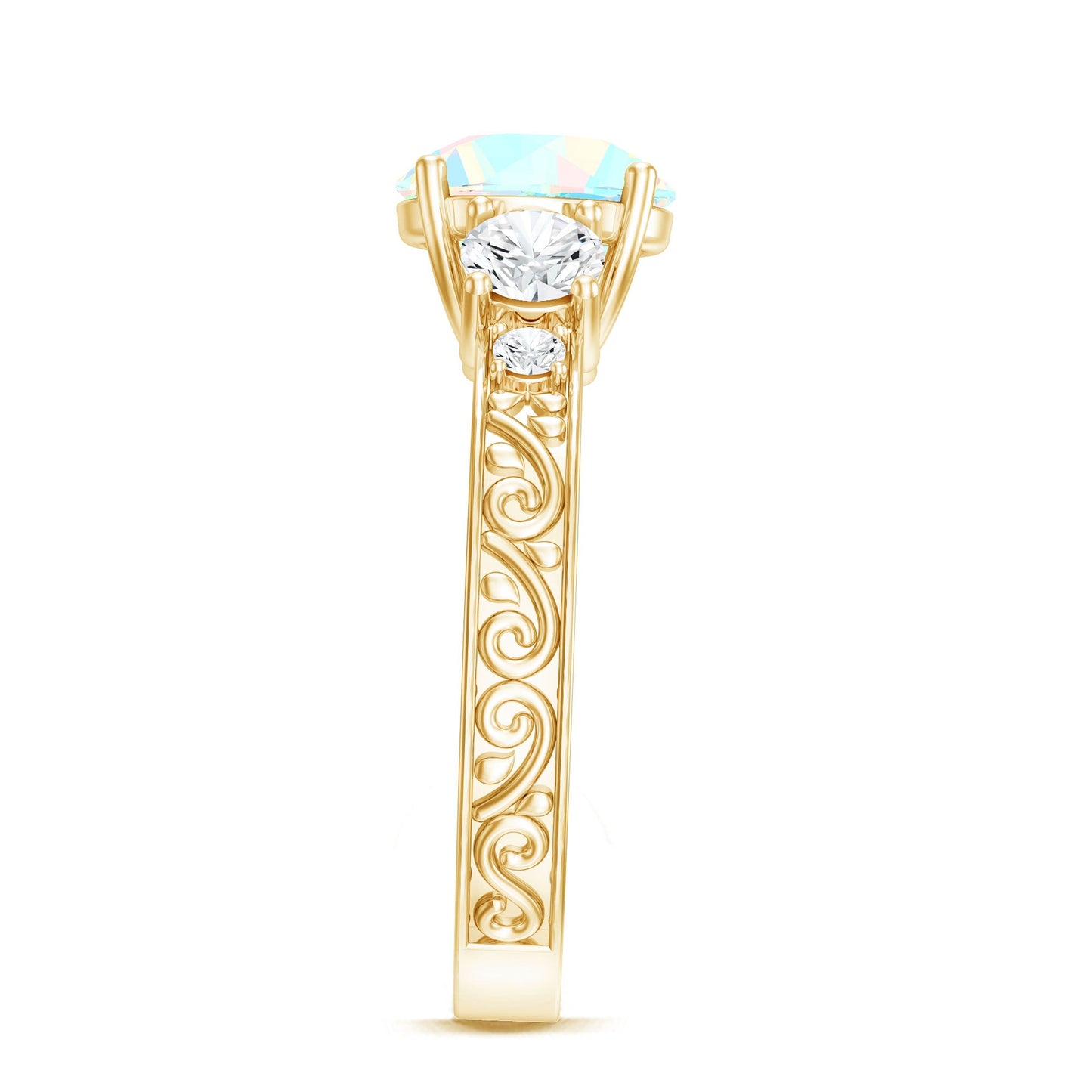 Certified Real Ethiopian Opal 3 Stone Engagement Ring With Certificate