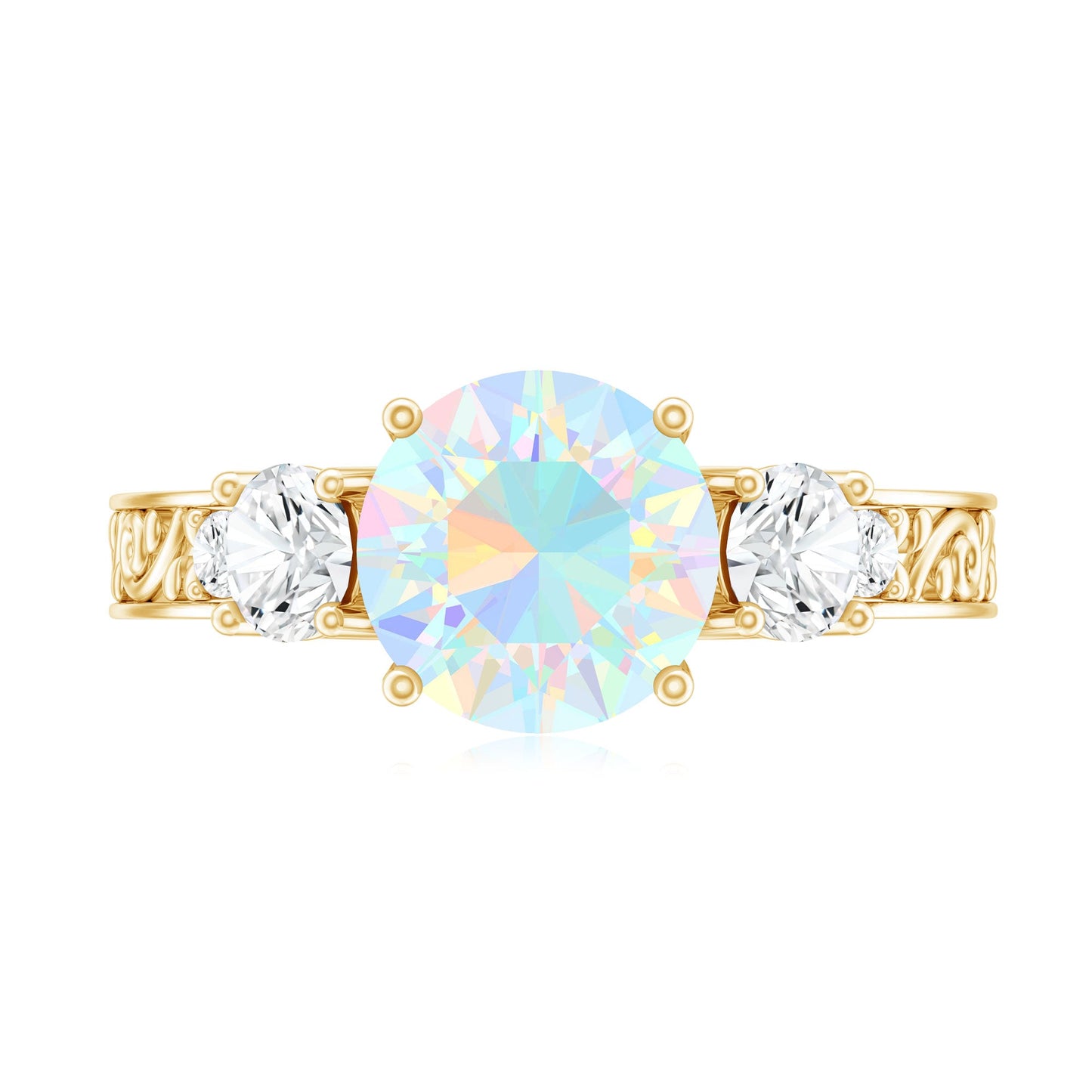 Certified Real Ethiopian Opal 3 Stone Engagement Ring With Certificate
