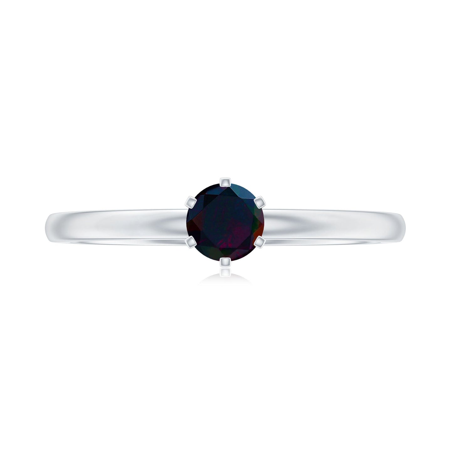 5MM Round Black Opal Solitaire Promise Ring