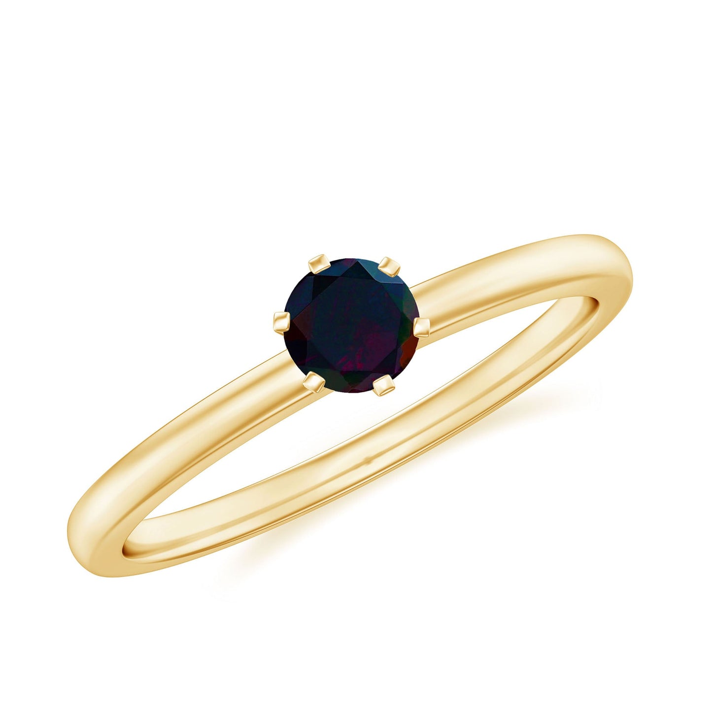 5MM Round Black Opal Solitaire Promise Ring