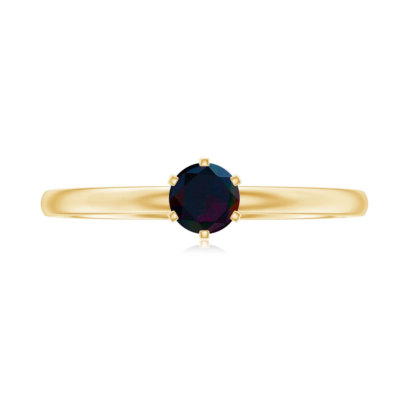 5MM Round Black Opal Solitaire Promise Ring