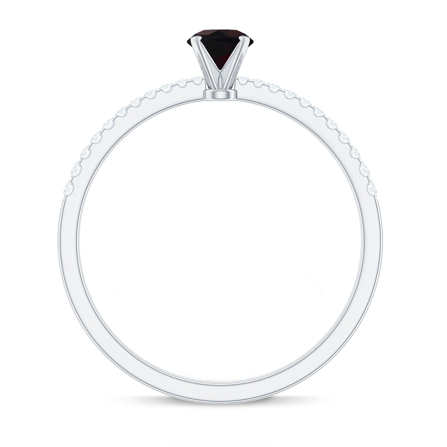 1/2 CT Round Black Opal Solitaire Engagement Ring with Diamond