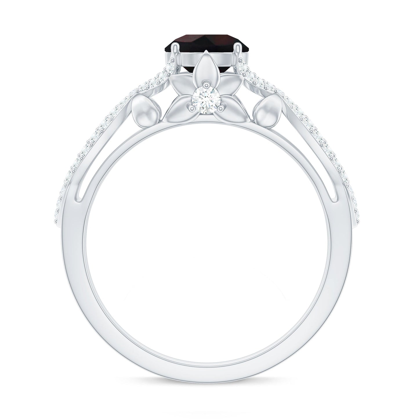 Natural Black Opal Crossover Engagement Ring with Diamond