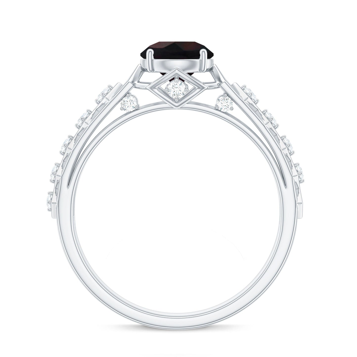 1 CT Round Black Opal Solitaire Art Deco Ring with Diamond