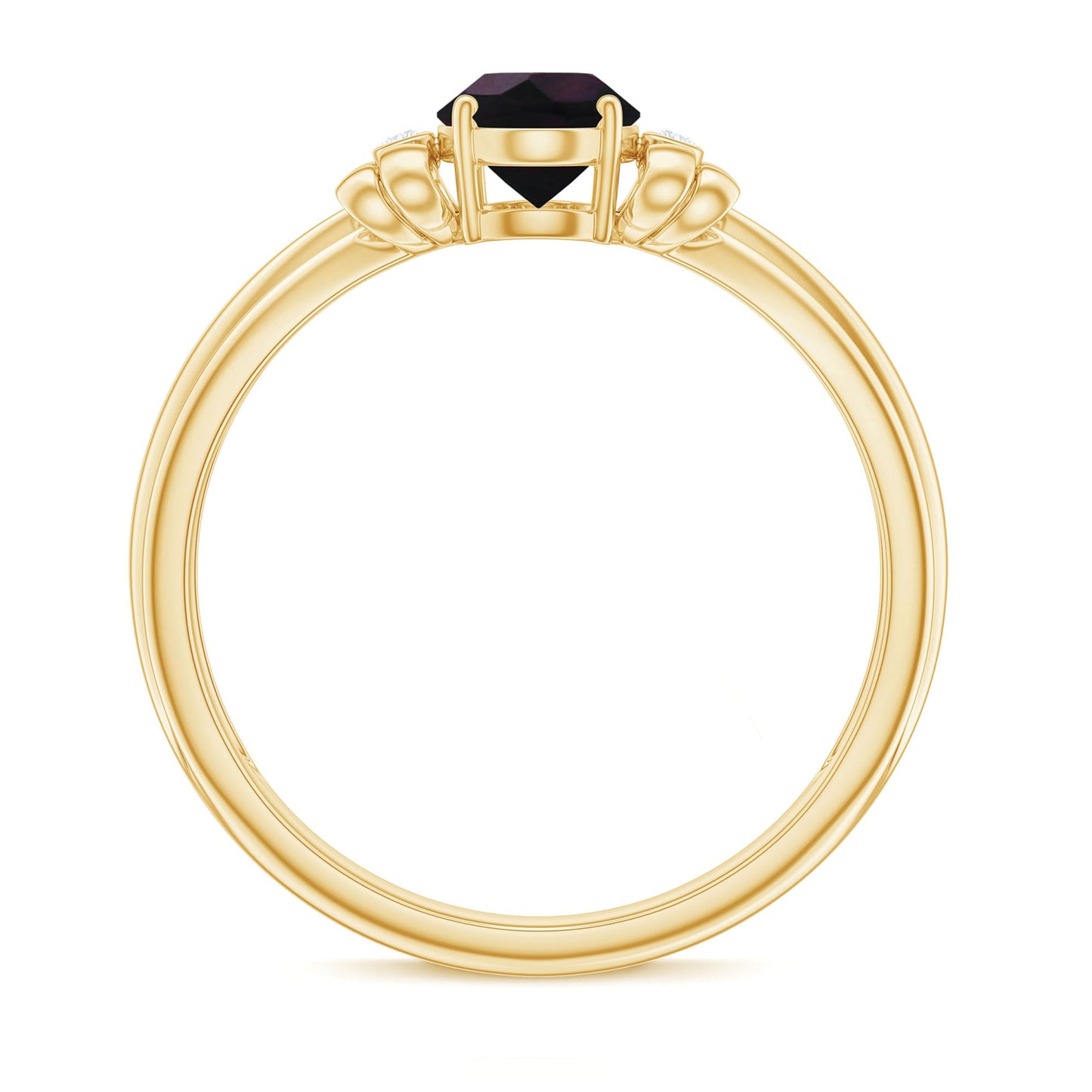 1 CT Oval Black Opal Solitaire Floral Ring with Diamond Accent