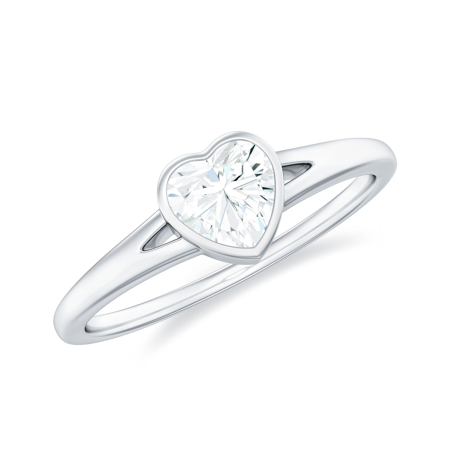 Heart Shape Lab Grown Diamond Solitaire Ring in Split Shank
