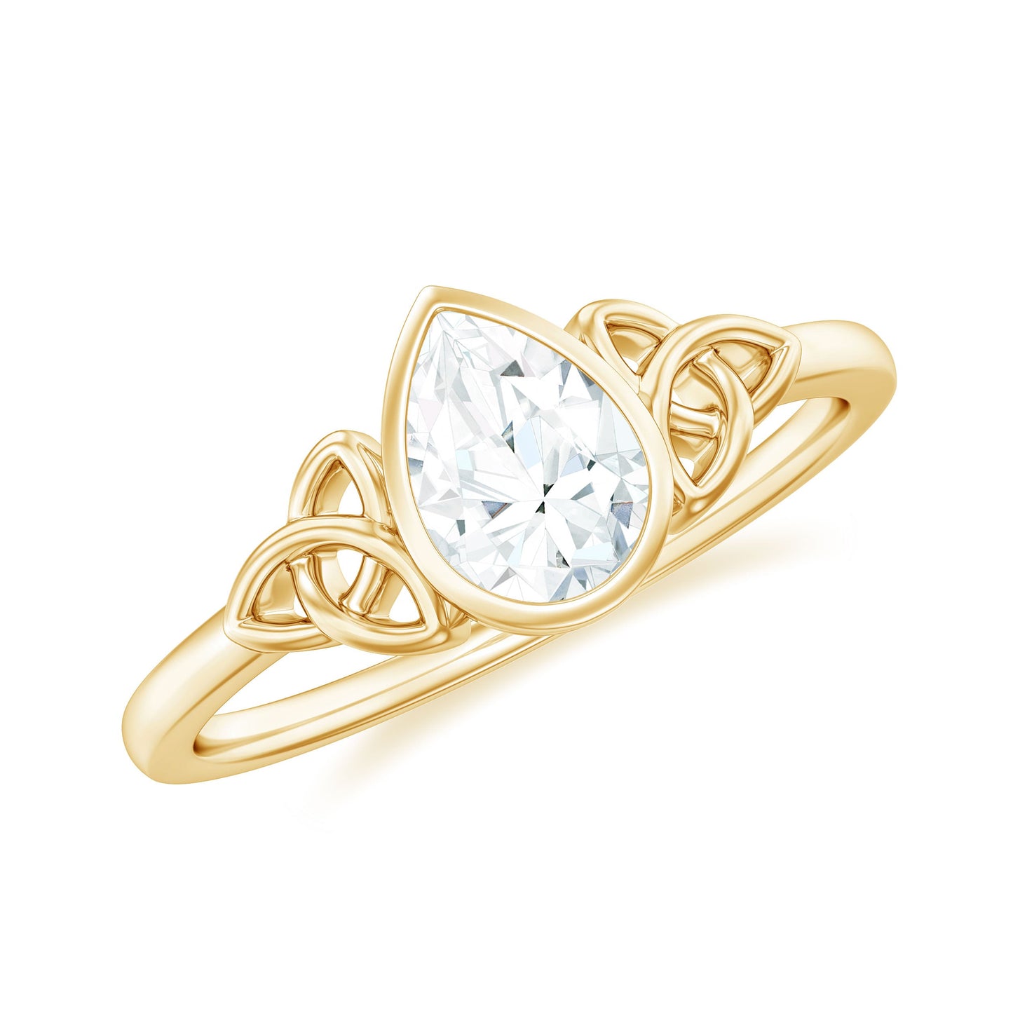 Pear Shape Lab Grown Diamond Solitaire Celtic Ring