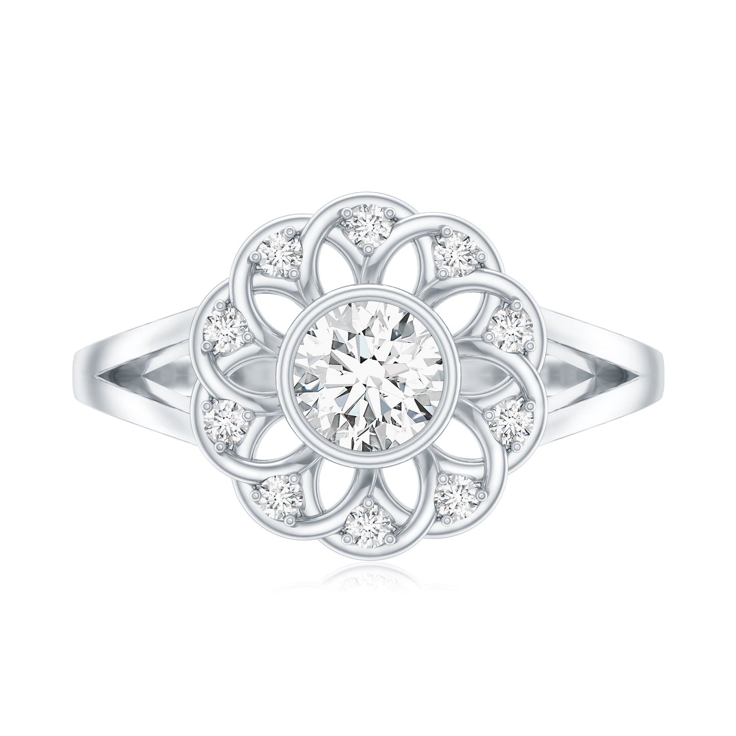 Lab Grown Diamond Nature Inspired Flower Engagement Ring
