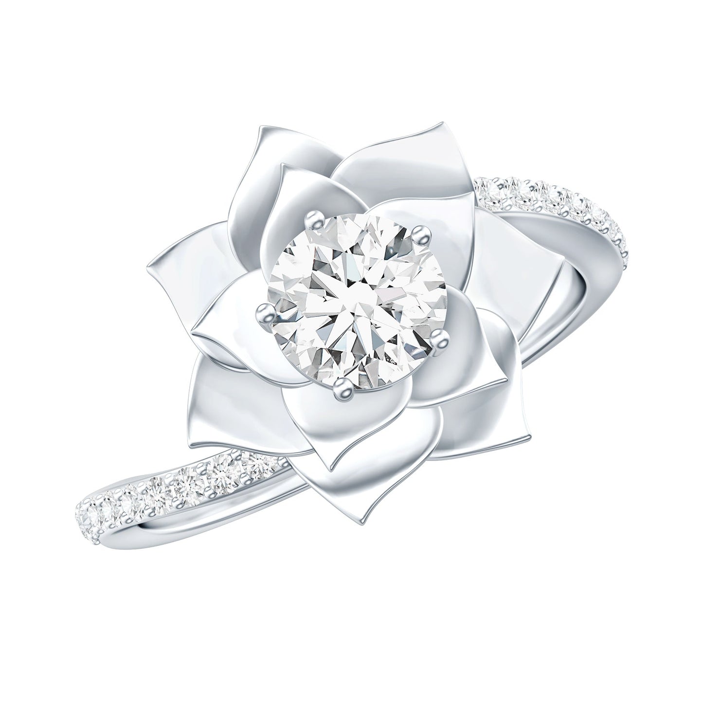 Lab Grown Diamond Nature Inspired Floral Bypass Ring