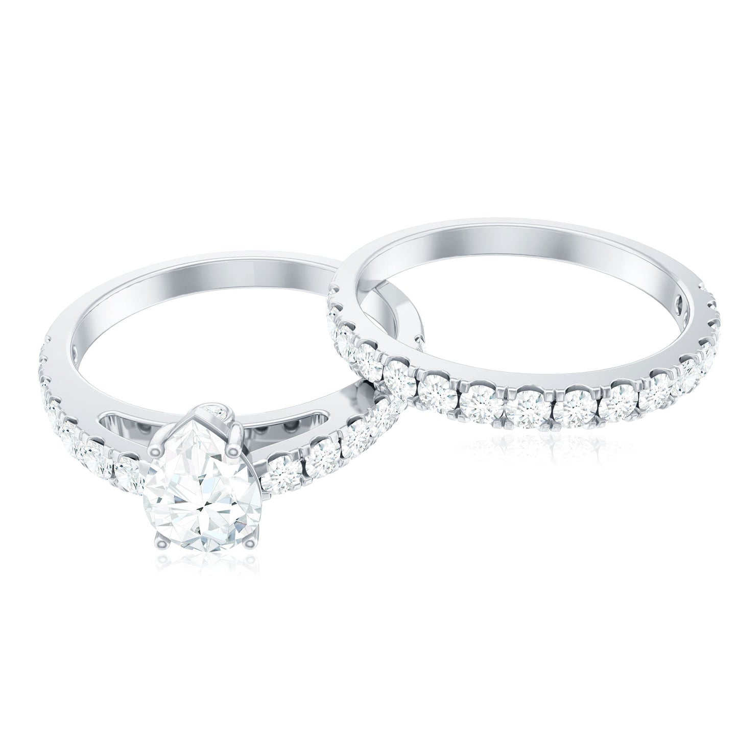 Minimal Pear Shape Lab Grown Diamond Wedding Ring Set