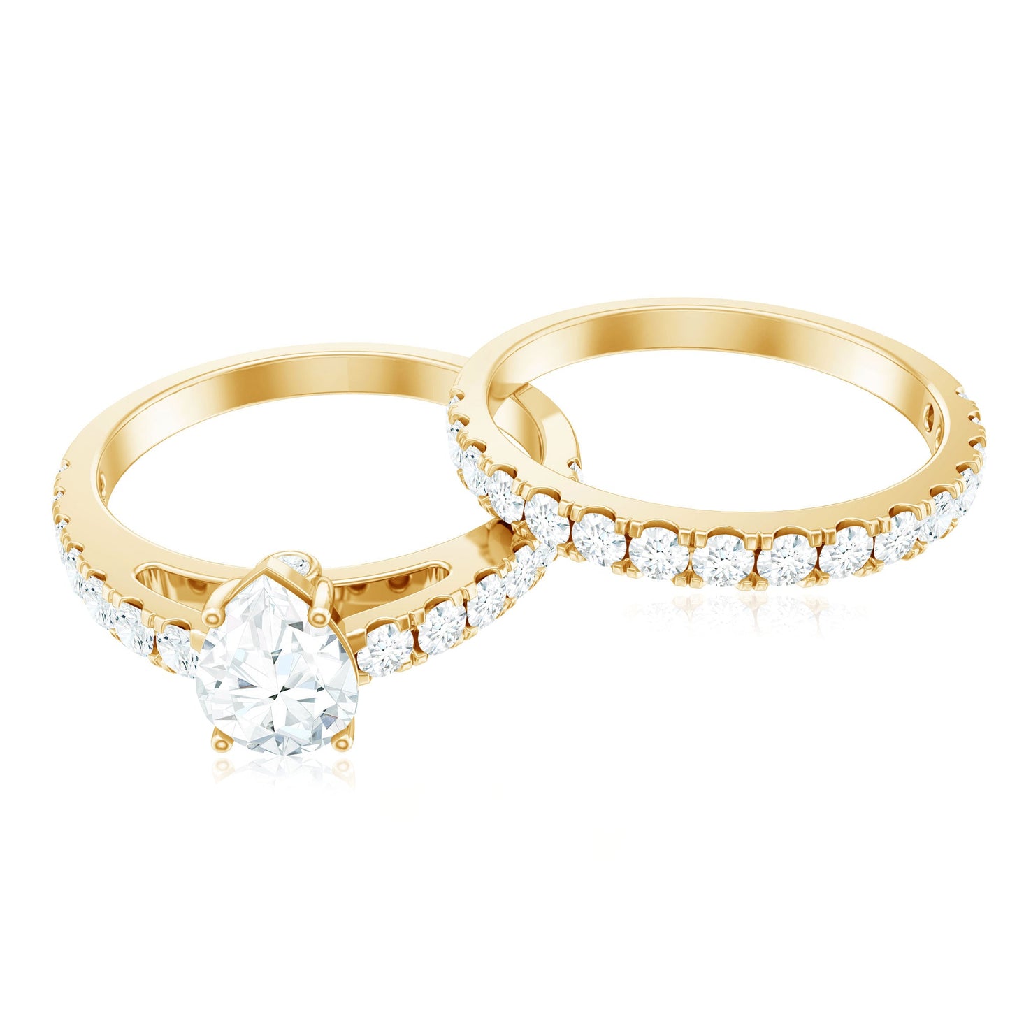 Minimal Pear Shape Lab Grown Diamond Wedding Ring Set