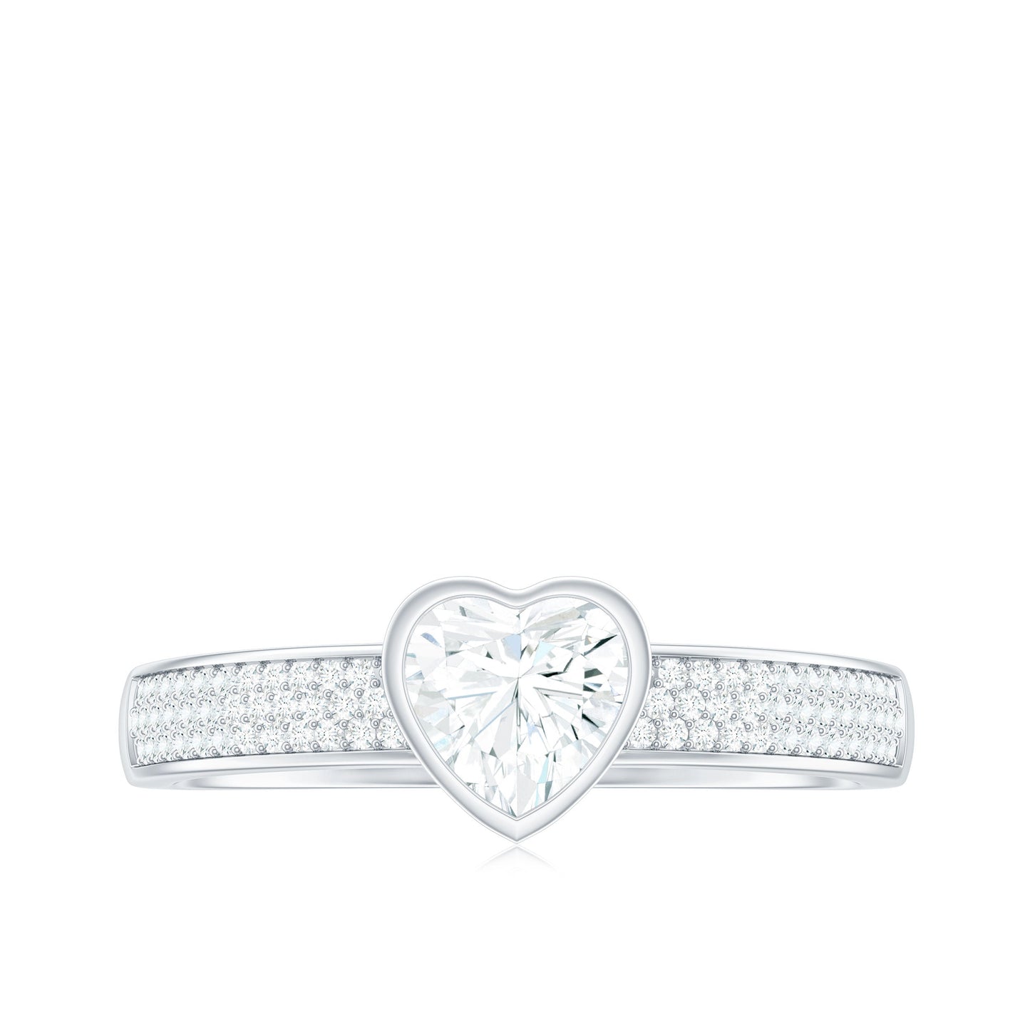 Heart Shape Lab Grown Diamond Solitaire Ring with Side Stones