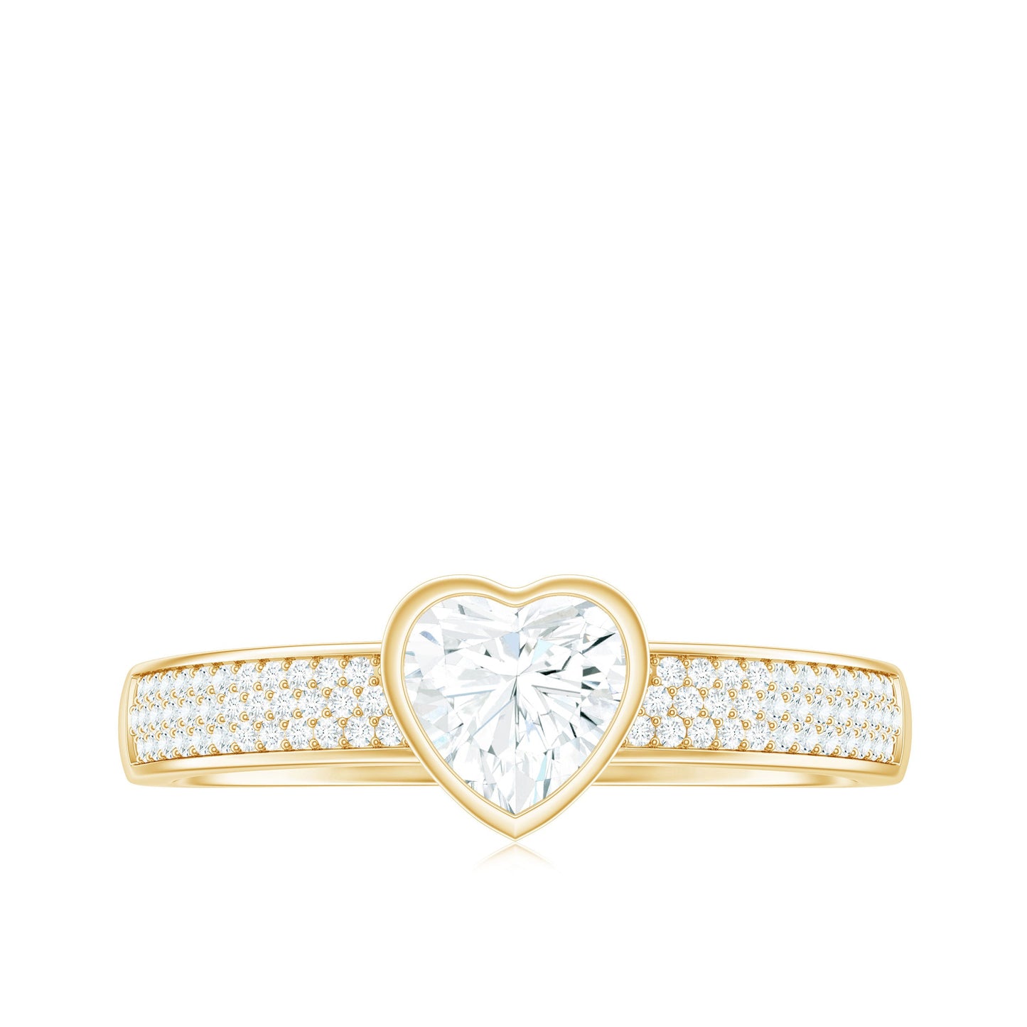 Heart Shape Lab Grown Diamond Solitaire Ring with Side Stones