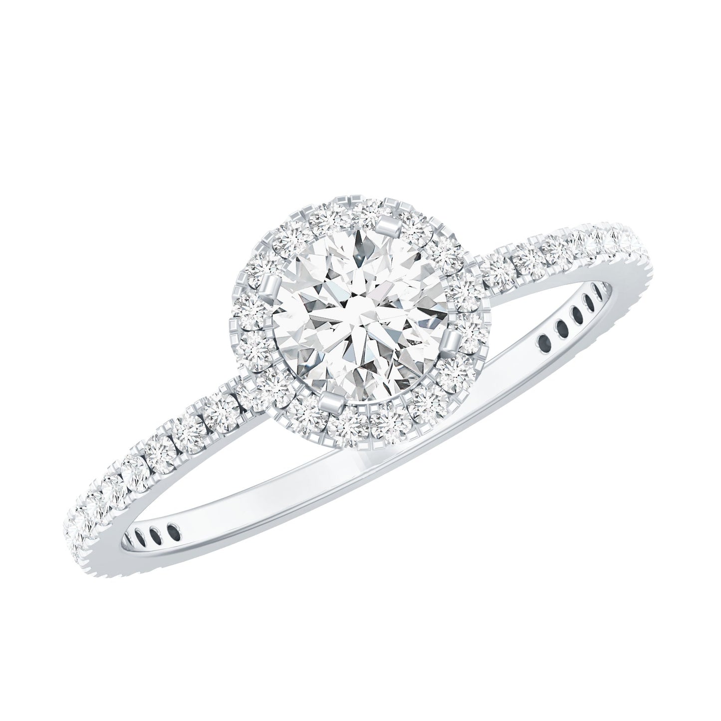 1.25 CT Moissanite Classic Halo Engagement Ring
