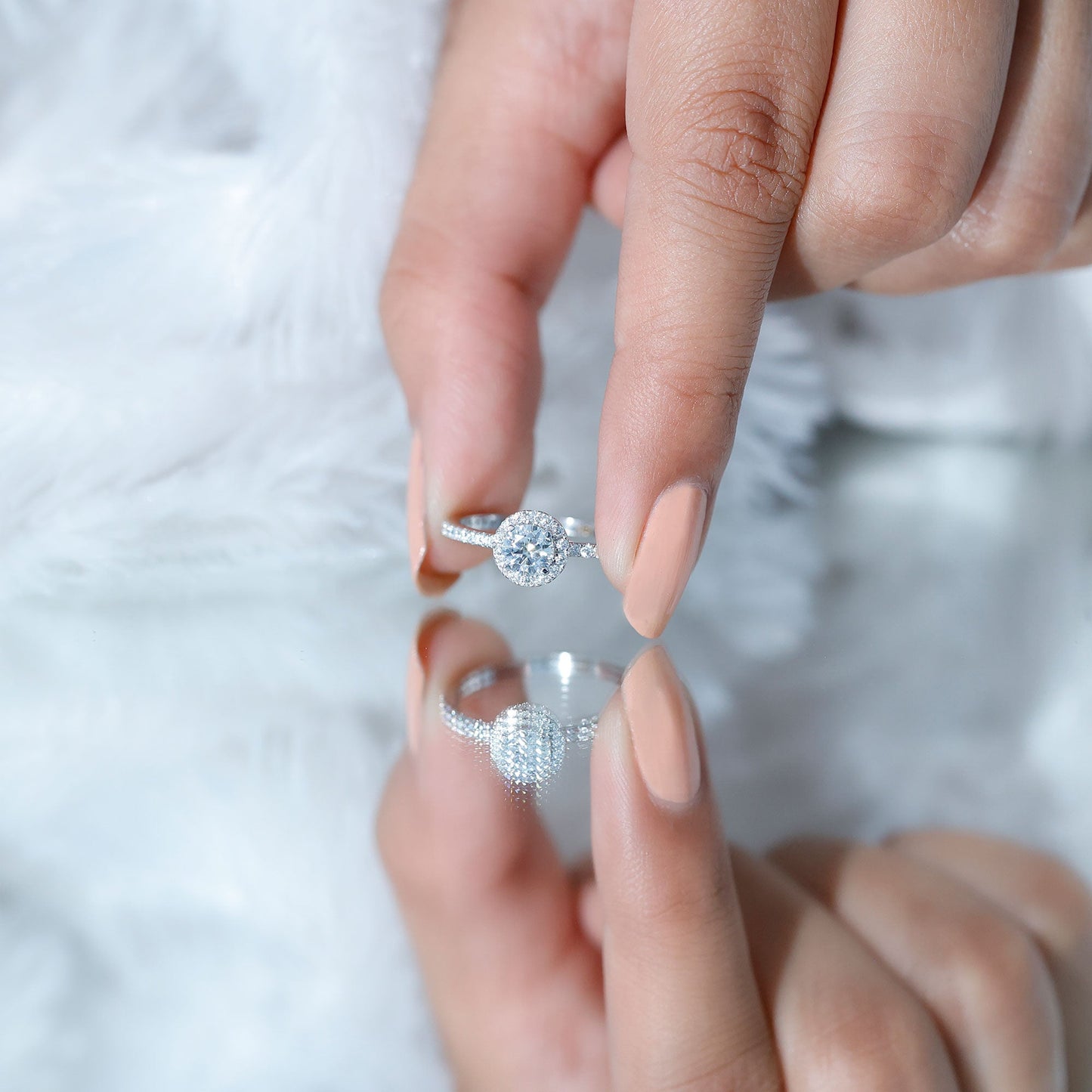 1.25 CT Moissanite Classic Halo Engagement Ring