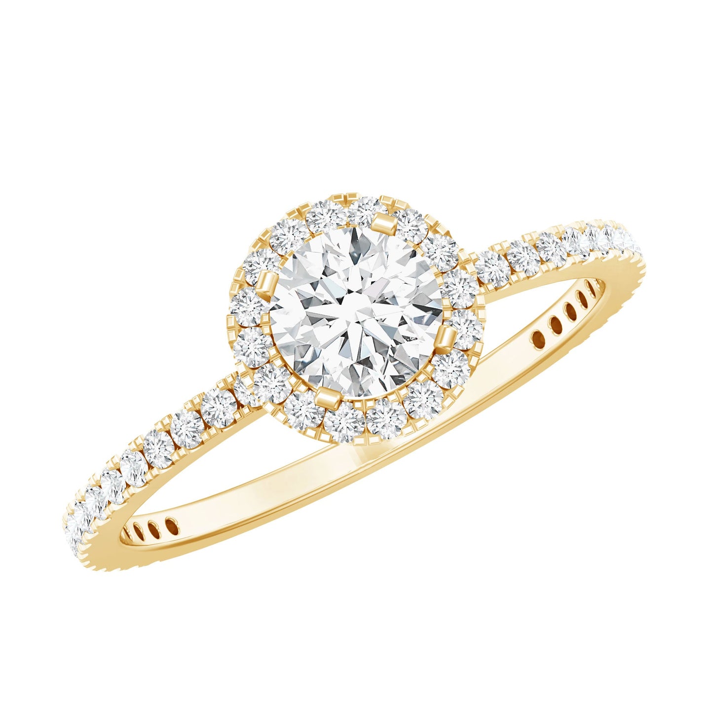 1.25 CT Moissanite Classic Halo Engagement Ring