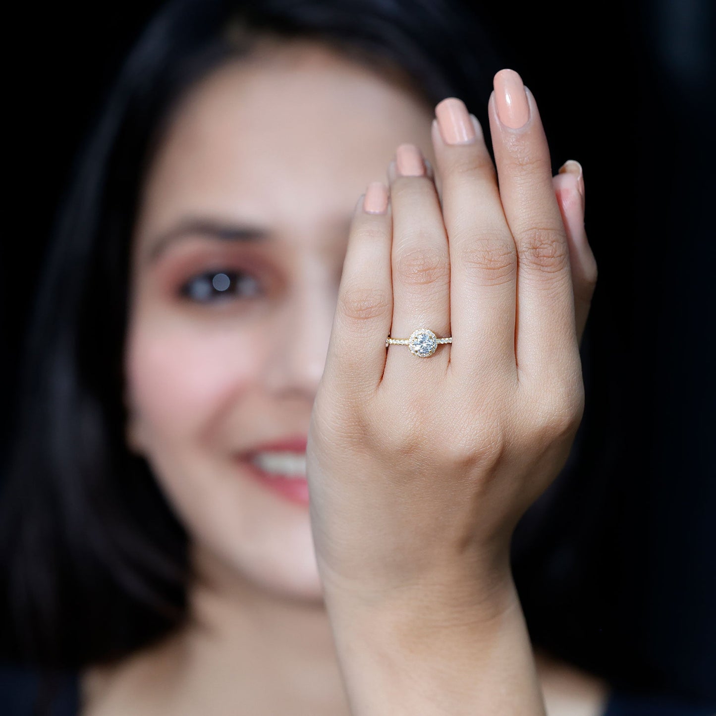 1.25 CT Moissanite Classic Halo Engagement Ring