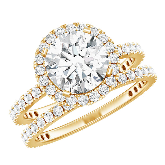 8 MM Round Shape Moissanite Halo Wedding Ring Set