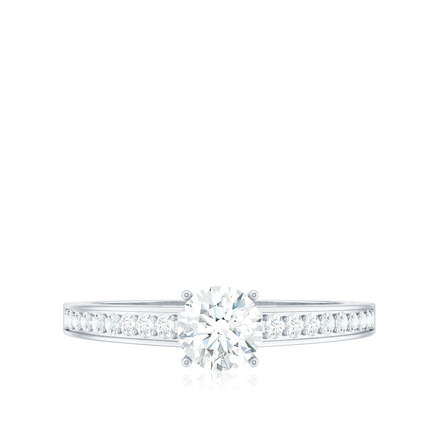 Cubic Zirconia Engagement Ring with Side Stones