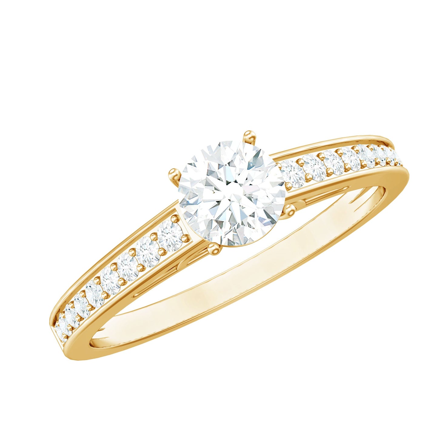 Cubic Zirconia Engagement Ring with Side Stones