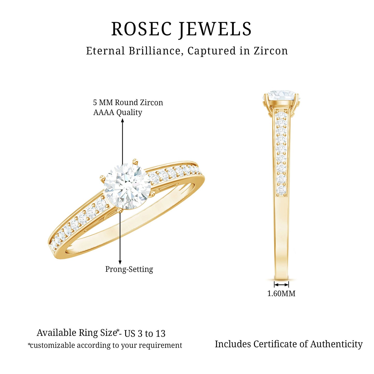 Cubic Zirconia Engagement Ring with Side Stones