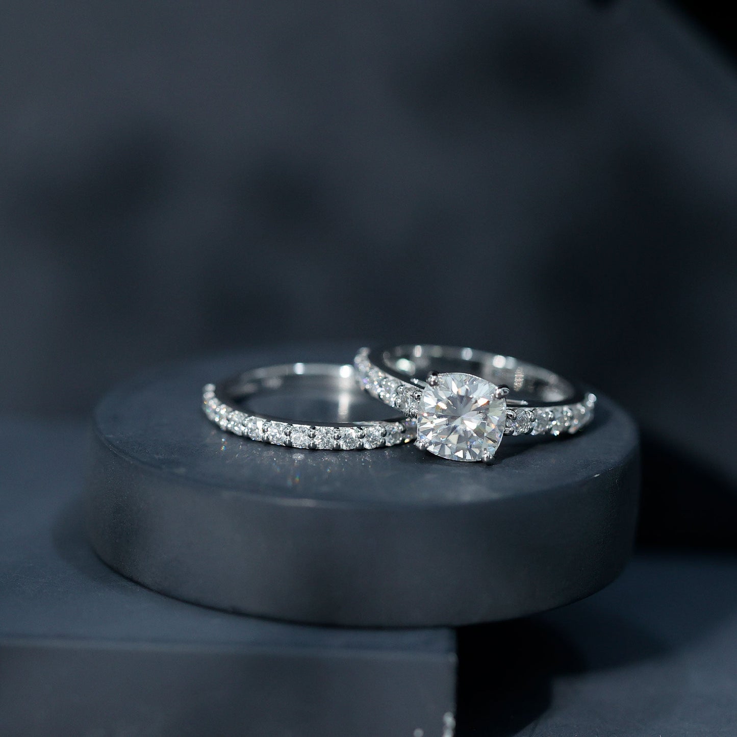 4 CT Prong Set Moissanite Solitaire Engagement Ring with Wedding Band