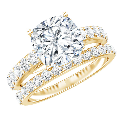 4 CT Prong Set Moissanite Solitaire Engagement Ring with Wedding Band