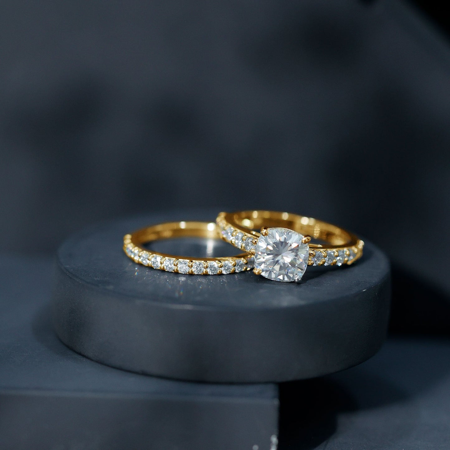 4 CT Prong Set Moissanite Solitaire Engagement Ring with Wedding Band