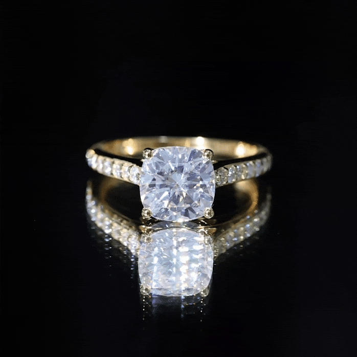 8 MM Cushion Moissanite Cathedral Engagement Ring