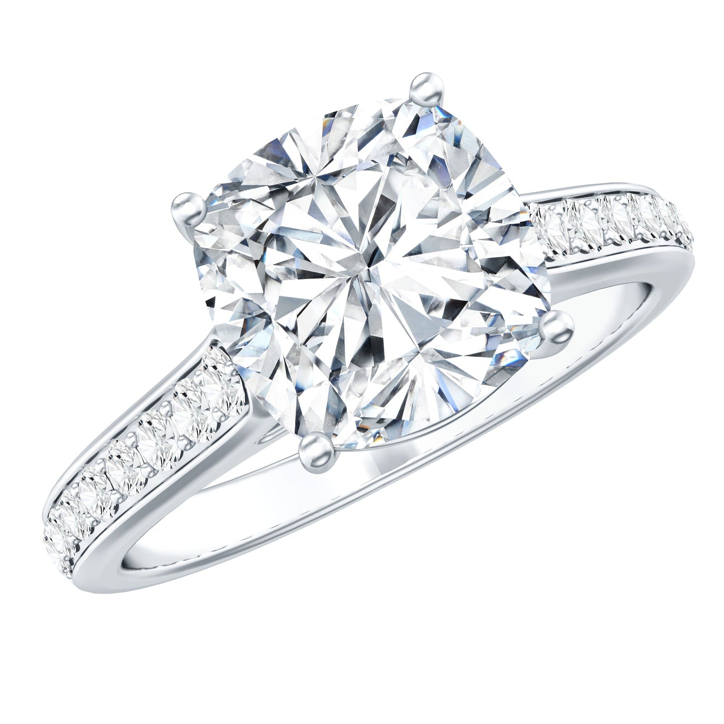 8 MM Cushion Moissanite Cathedral Engagement Ring