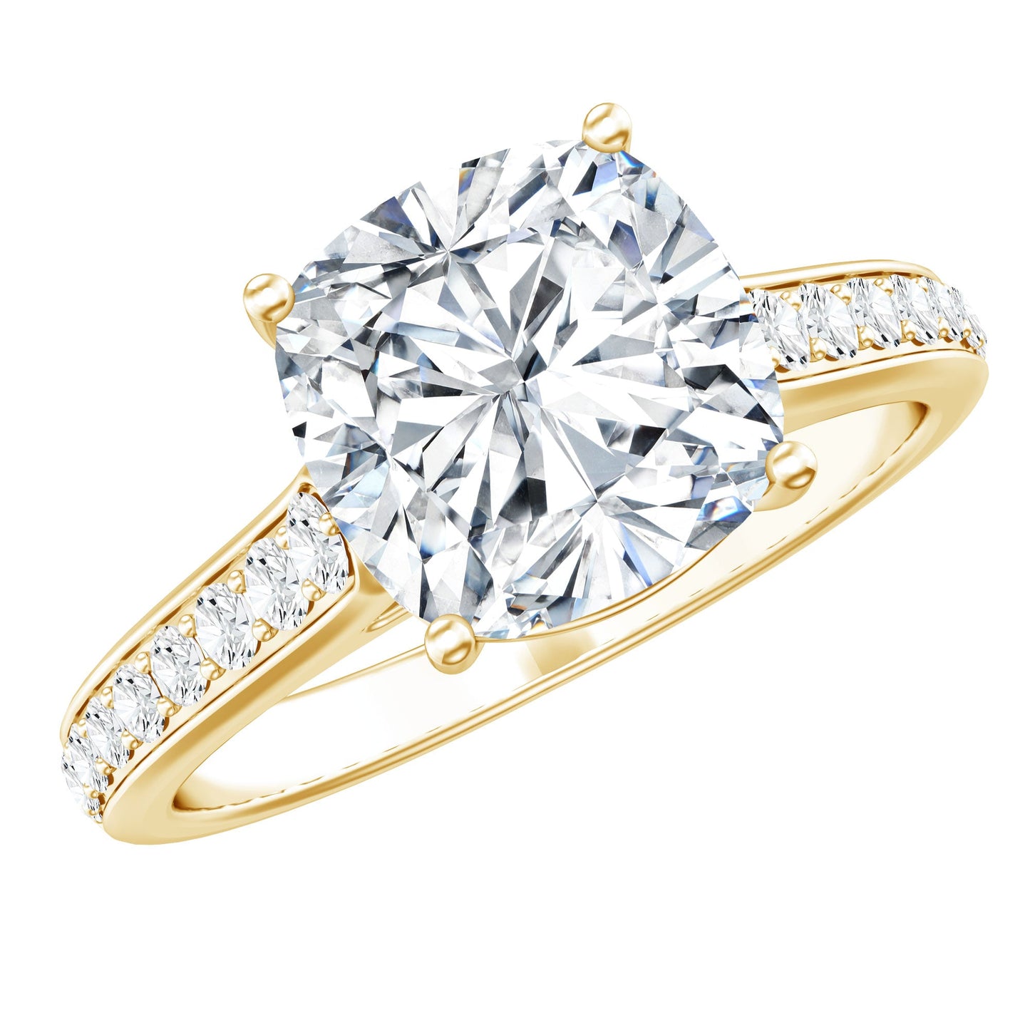 8 MM Cushion Moissanite Cathedral Engagement Ring