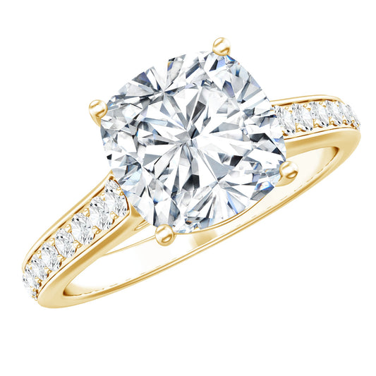 8 MM Cushion Moissanite Cathedral Engagement Ring