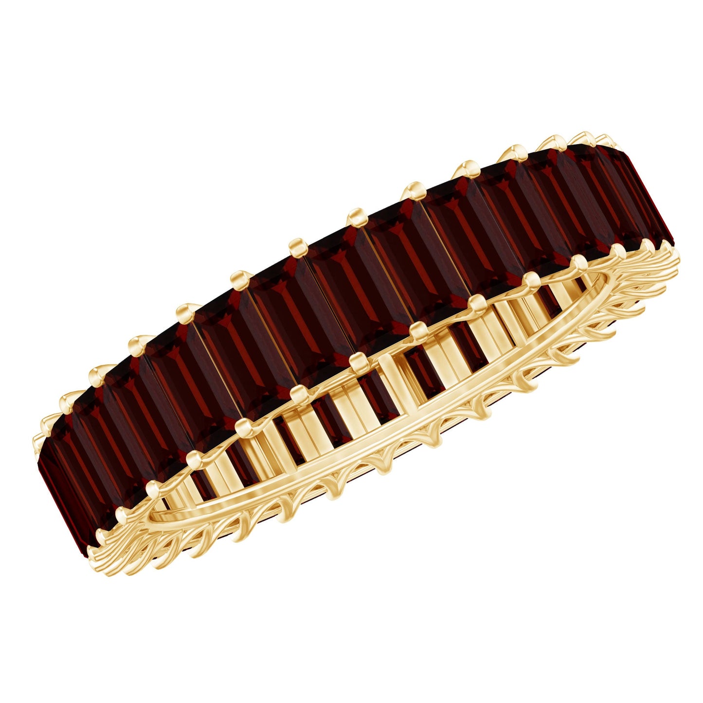 Certified Natural Baguette Garnet Eternity Band Ring