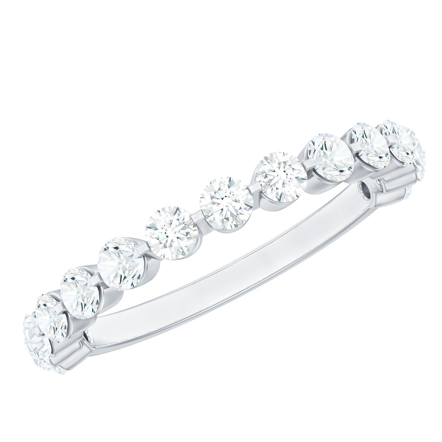 Round Shape Floating Diamond Half Eternity Ring