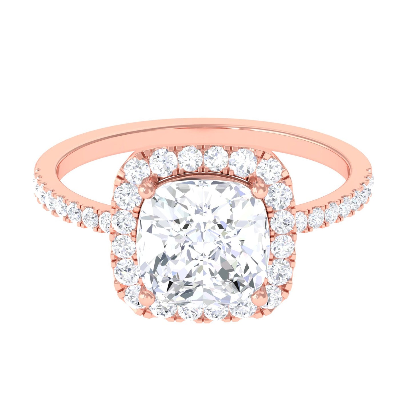 8 MM Cushion Cut Moissanite Halo Engagement Ring for Women