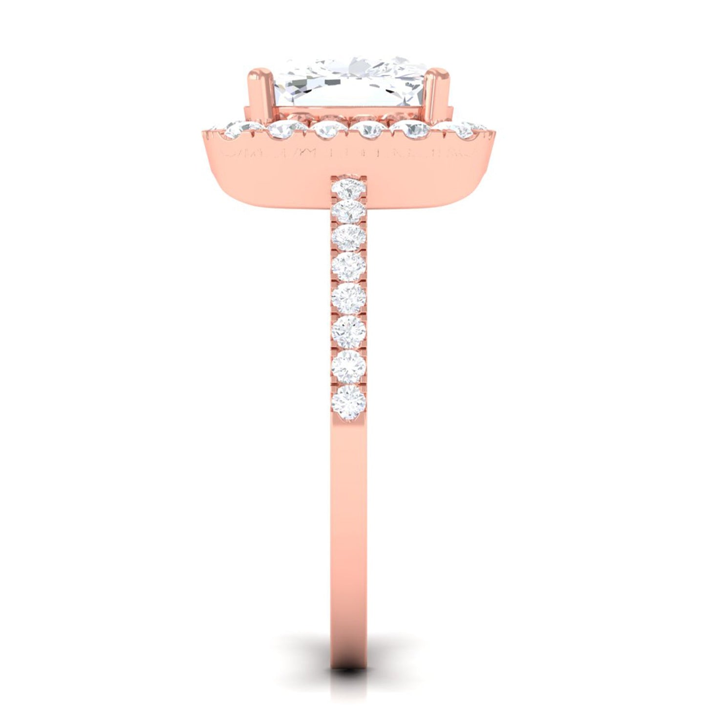 8 MM Cushion Cut Moissanite Halo Engagement Ring for Women