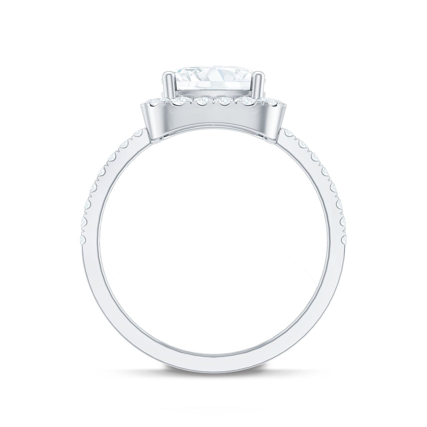 8 MM Cushion Cut Moissanite Halo Engagement Ring for Women