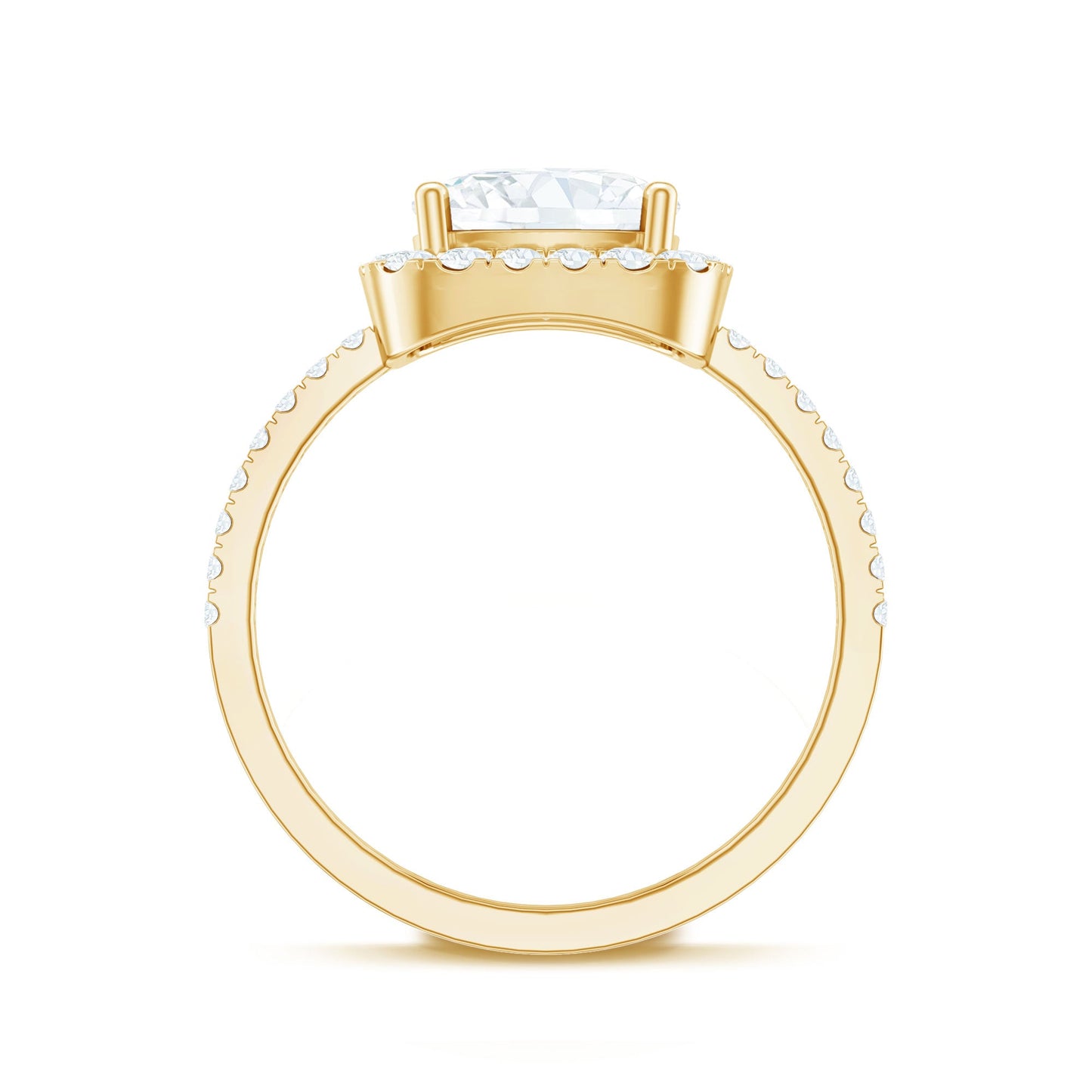 8 MM Cushion Cut Moissanite Halo Engagement Ring for Women
