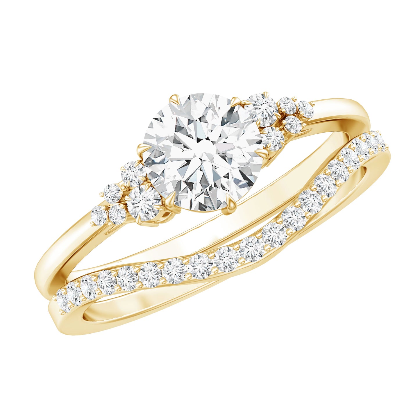 6 MM Round Cut Moissanite Wedding Ring Set For Bride