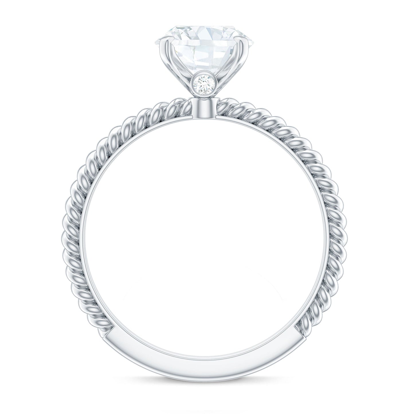 Oval Shape Moissanite Solitaire Engagement Ring with Twisted Rope
