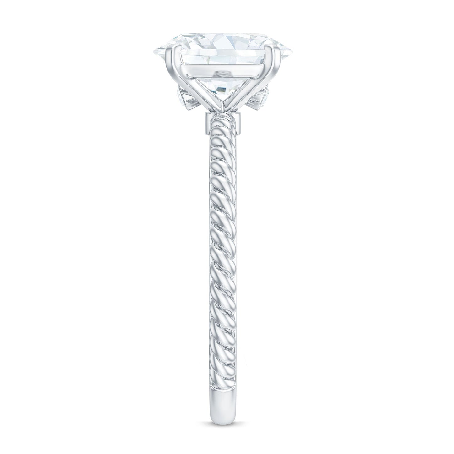 Oval Shape Moissanite Solitaire Engagement Ring with Twisted Rope