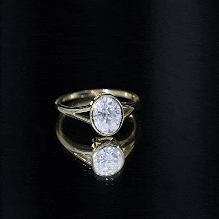 Certified 7X9 MM Oval Moissanite Solitaire Engagement Ring